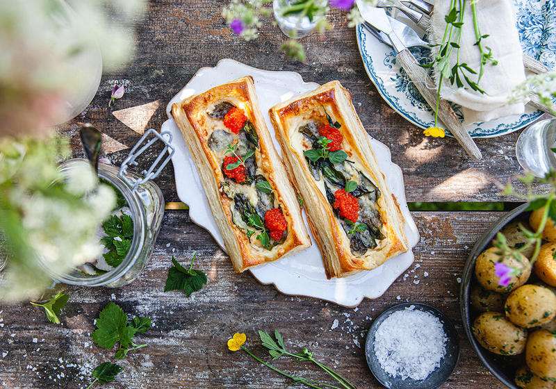 Smördegsflarn med Västerbottensost spenat och rom